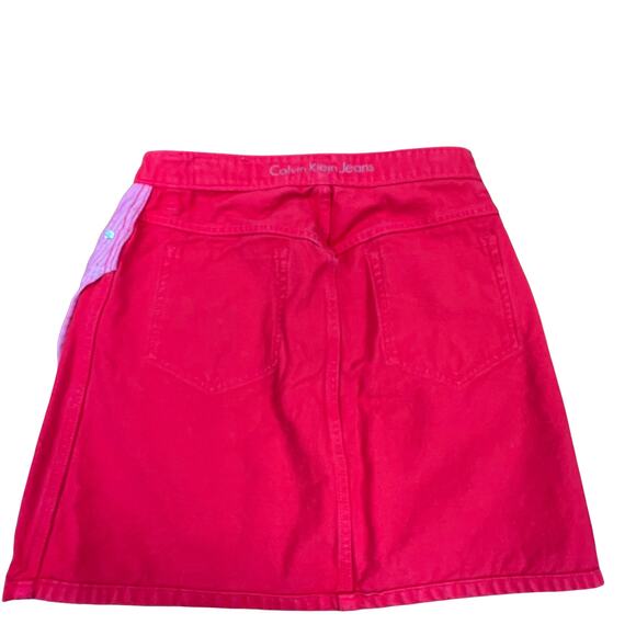 Calvin Klein Jeans Red Denim Mini Skirt W30 - Picture 4 of 11